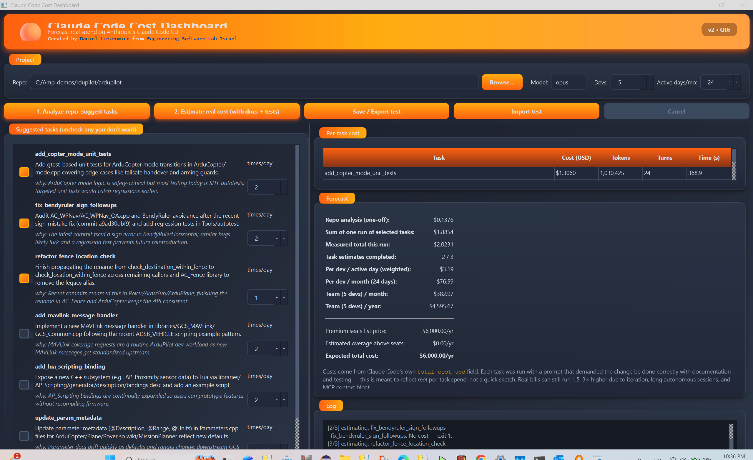 Claude Code cost dashboard screenshot